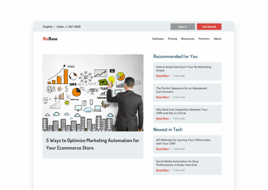 Blog page personalized for technical persona
