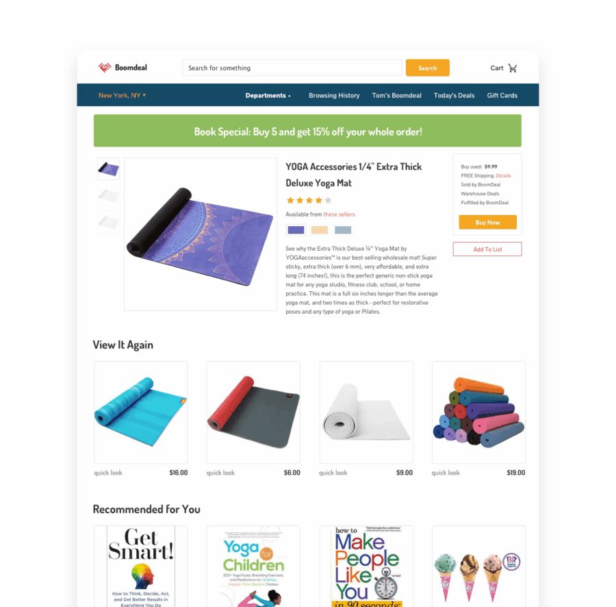 Product listing page recommendations for Jennifer persona