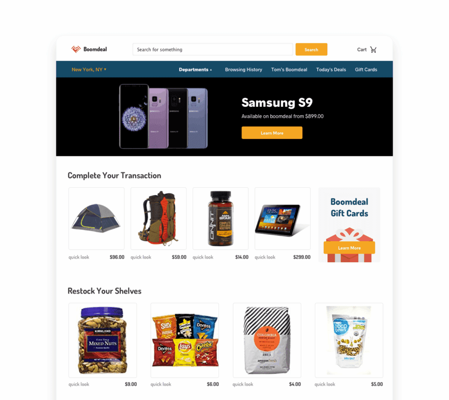 Homepage recommendations for John persona