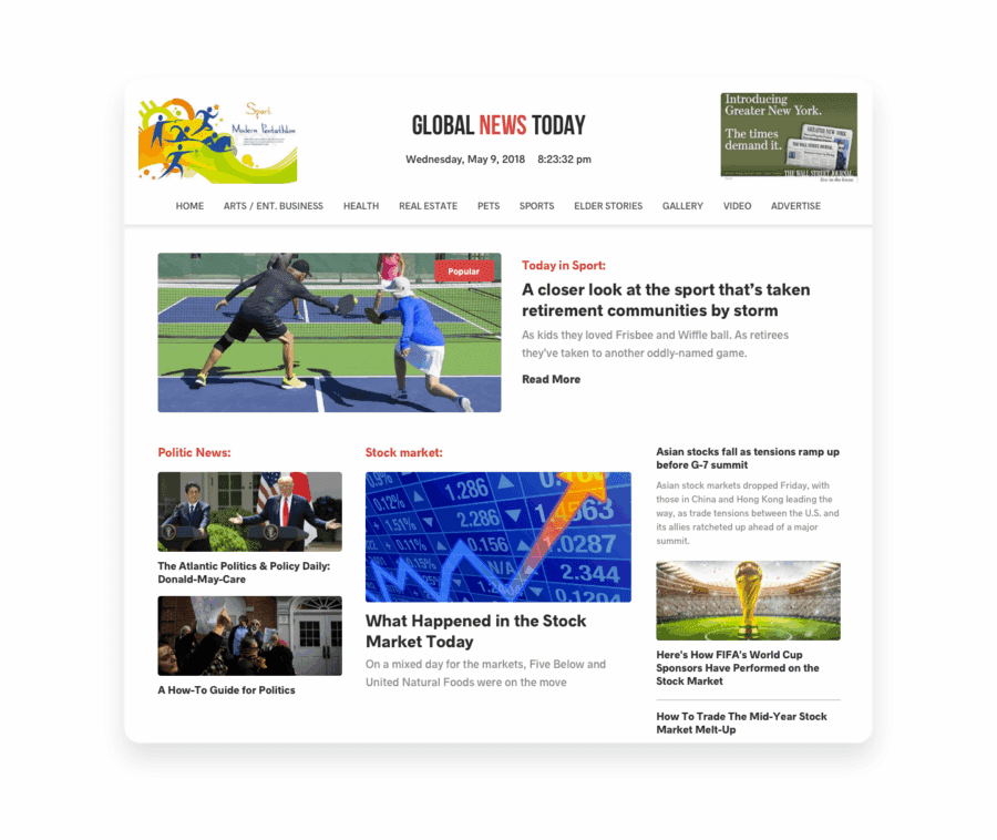 Online newspaper content recommendations example