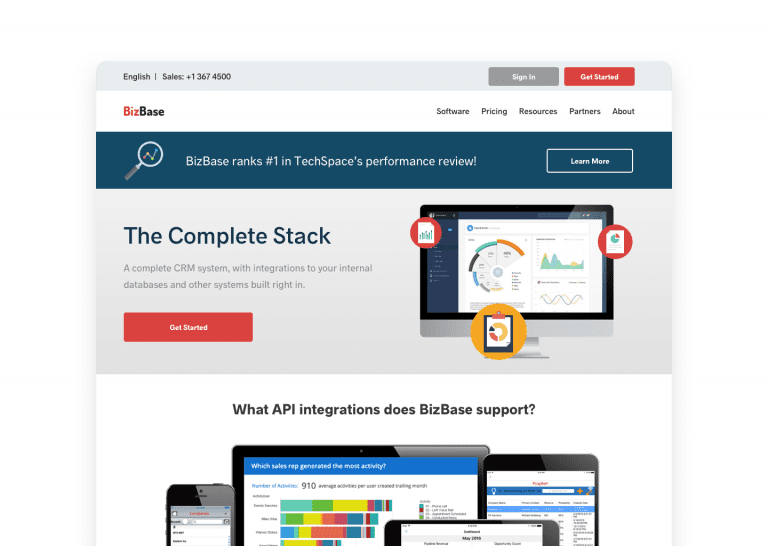 CRM targeting and full-site SaaS personalization example with role-based content