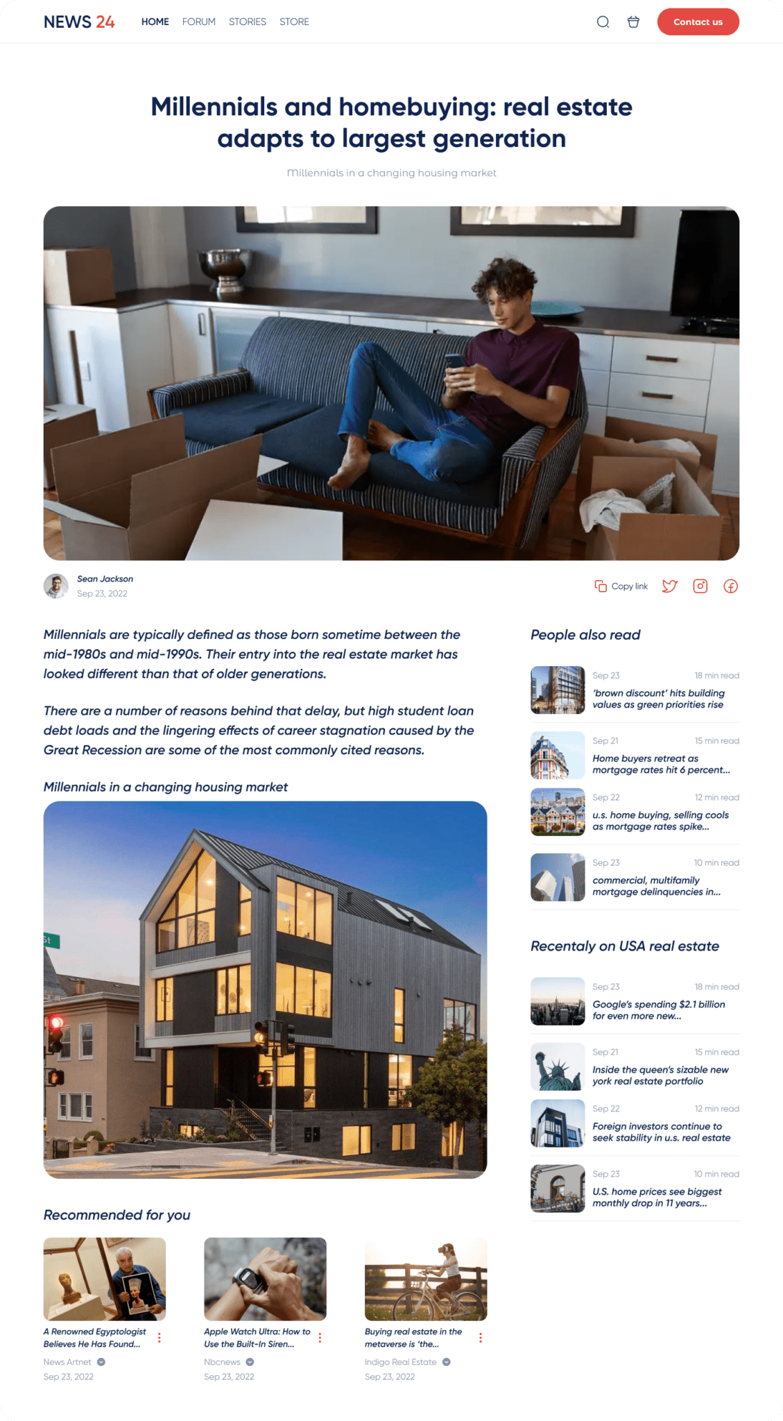 Article page personalized for Abigail (management persona)