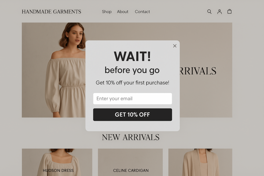 Personyze implement exit-intent popups. These popups, which offered a 10% discount on first-time purchases, activated precisely when visitors 