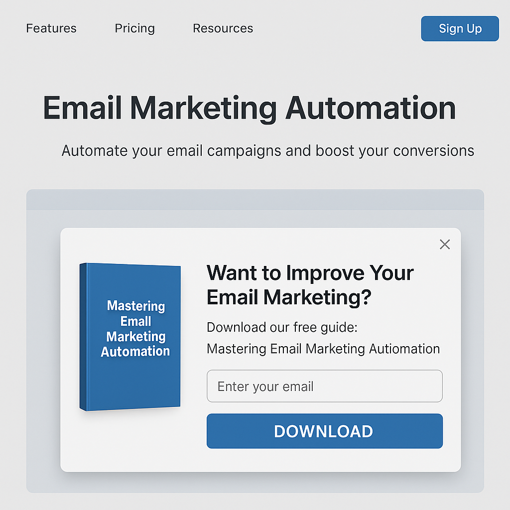 Personyze's targeted exit-intent popups, offering a highly valuable, downloadable guide titled “Mastering Email Marketing Automation.” These popups appeared only when visitors displayed exit behavior, turning hesitant visitors into engaged leads. In just 30 days we successfully added 125 new high-quality leads