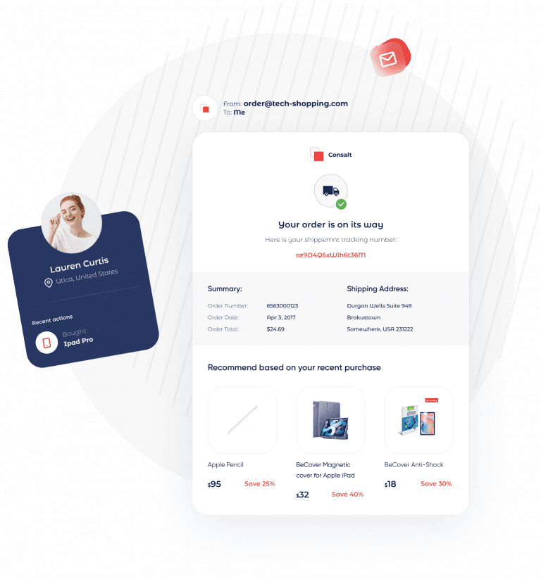 Open-time email recommendations personalization example