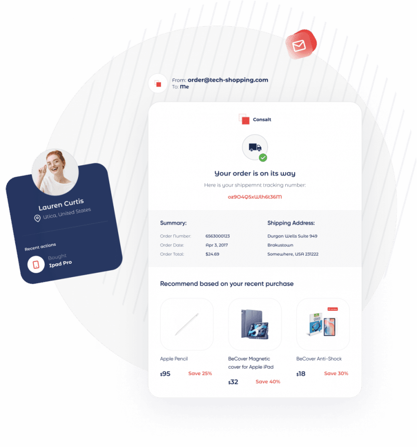 Open-time email recommendations example