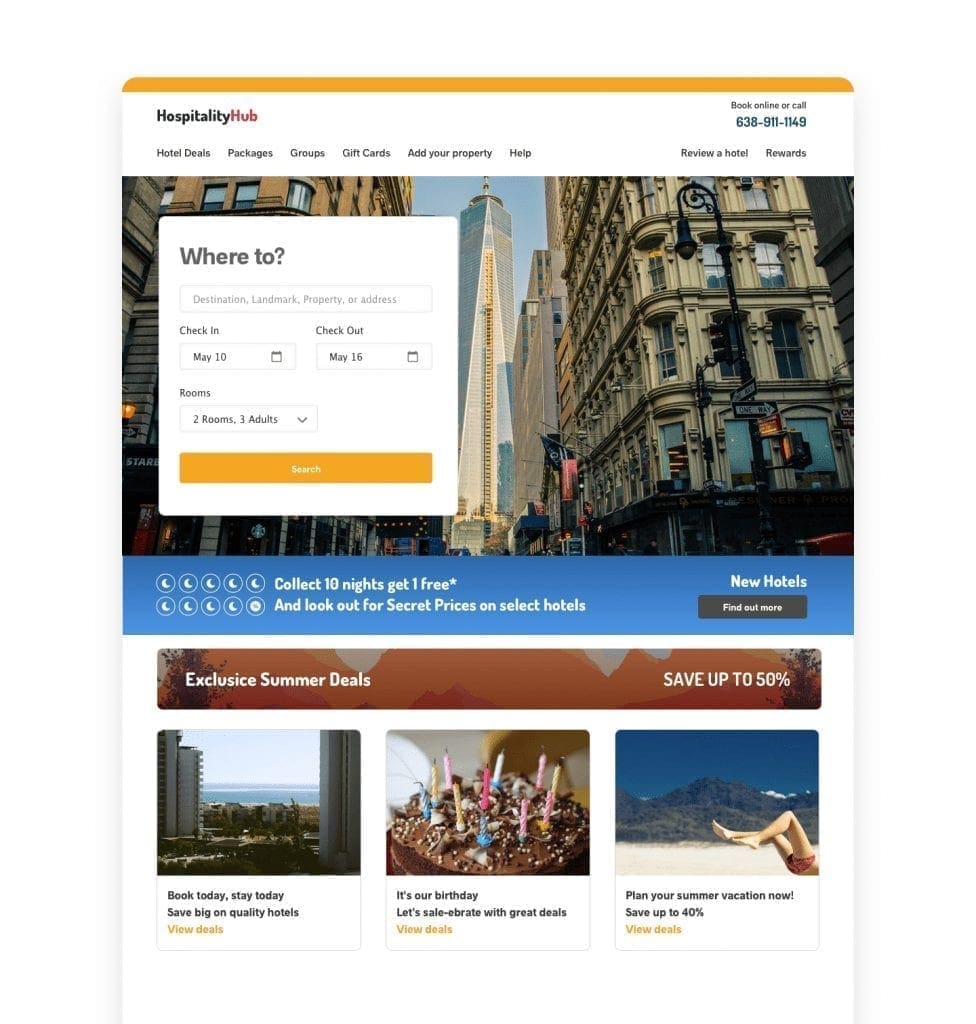 Generic Homepage - Before (Travel Industry)
