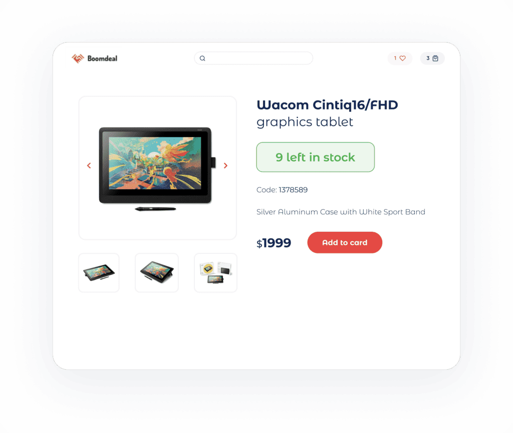 Low-stock callout on a product page: '9 left in stock'