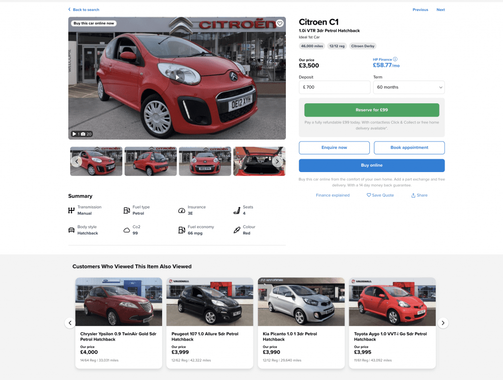 Listing page with a 'Customers Who Viewed This Item Also Viewed' carousel