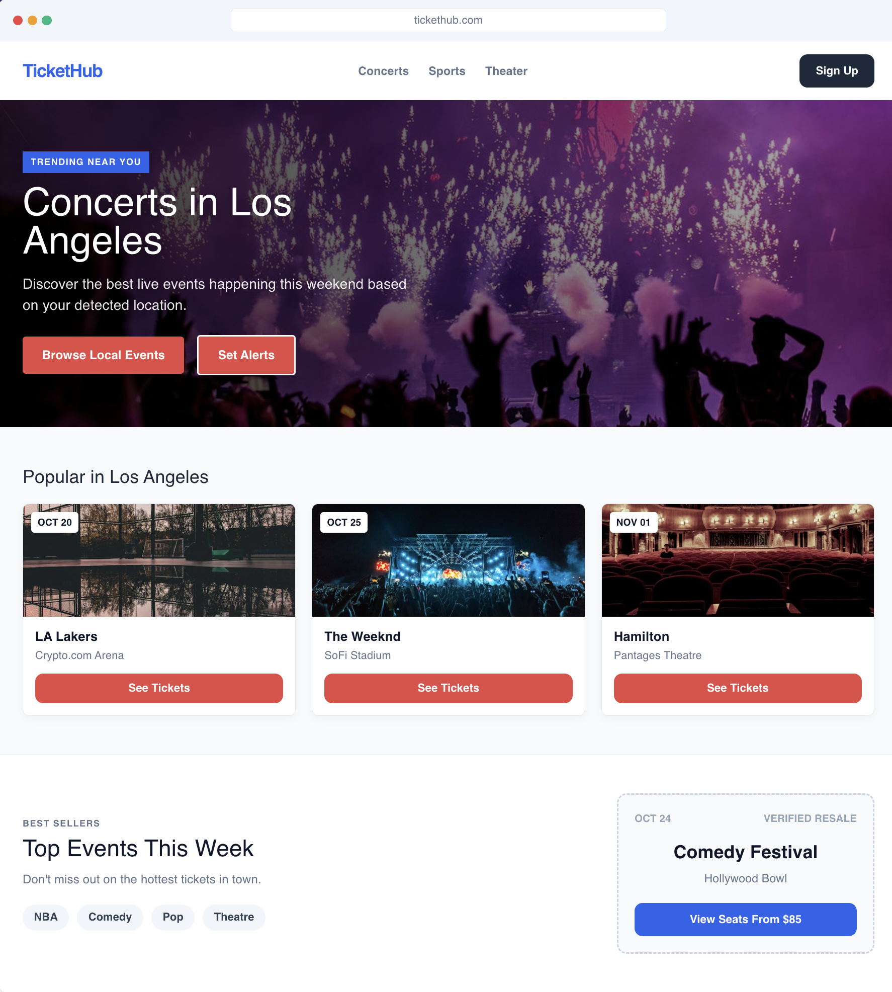 Ticket event booking platform website personalization example