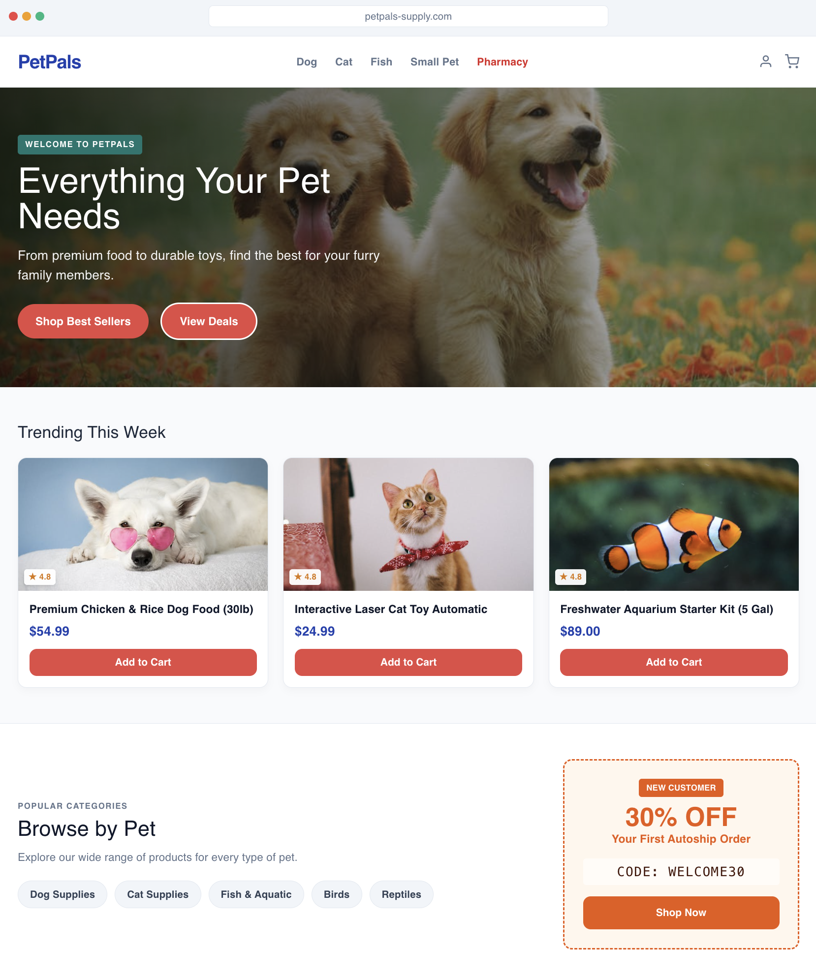 Pet supplies personalization example