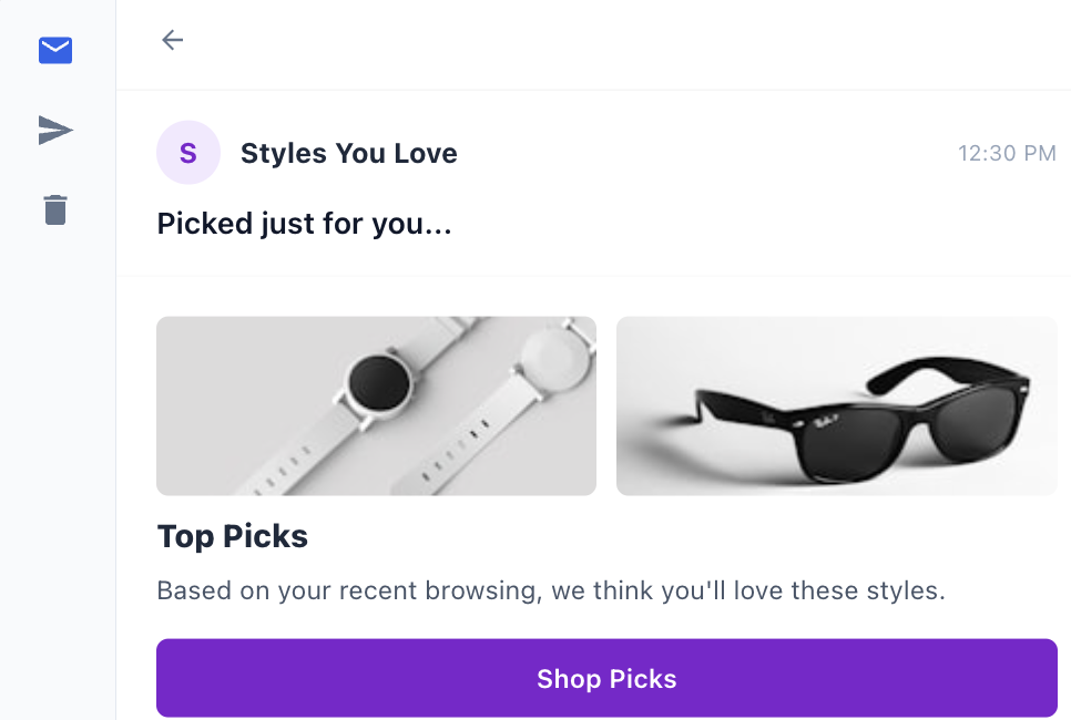 Email personalization example