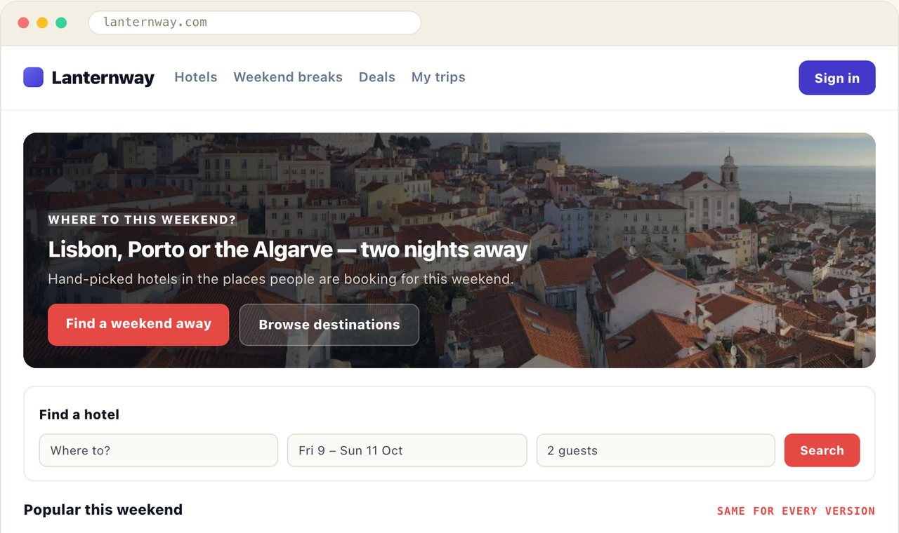 A/B test winner by audience