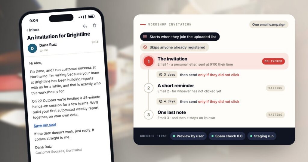 How to Build a Personalized Email Invitation Sequence (With Reminders That Stop on Their Own)