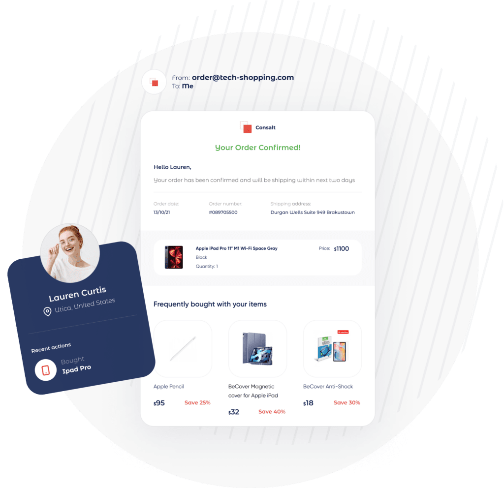 Personalized cross-sale recommendation email