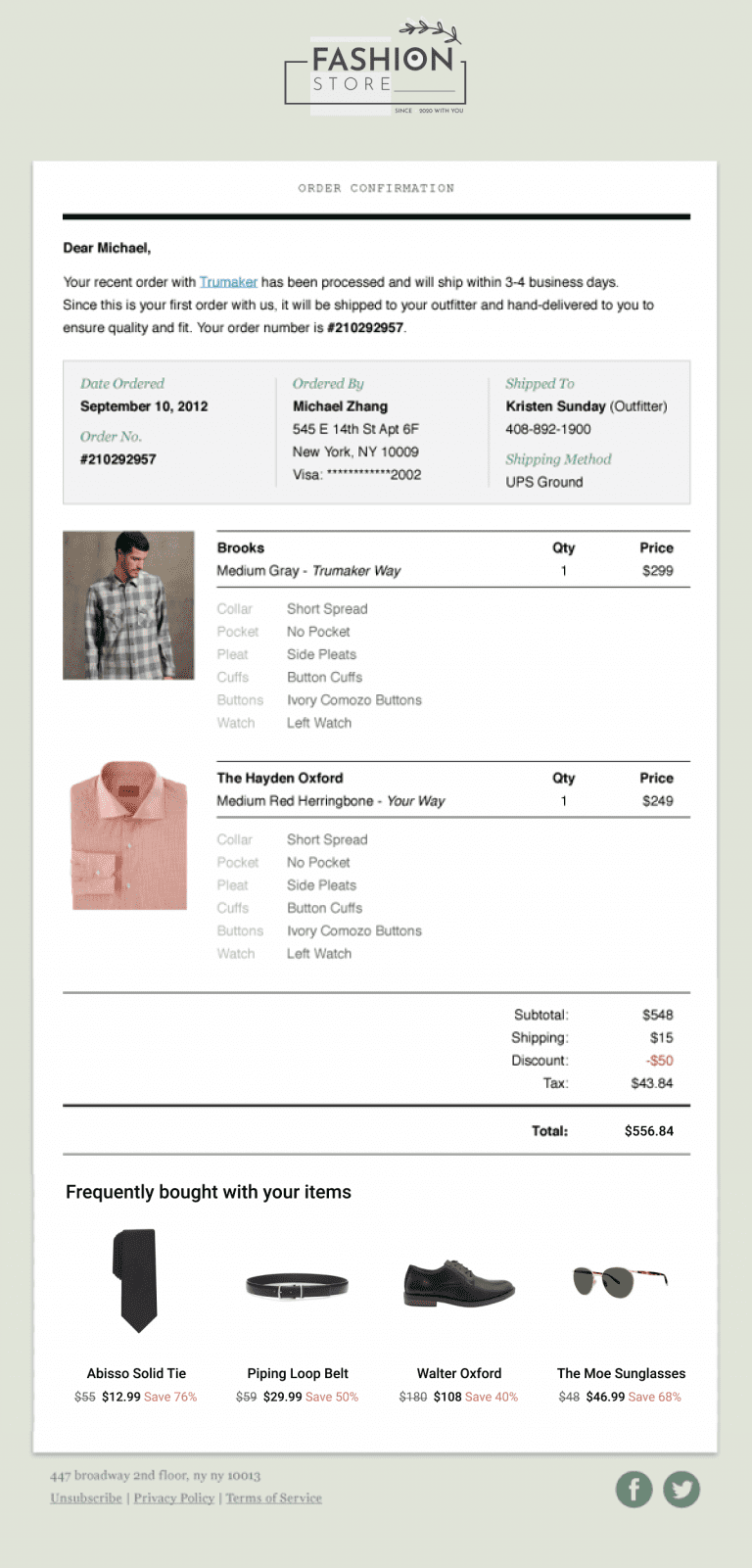 Invoice email with product recommendations