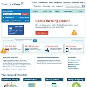 Banking website CRM targeting example