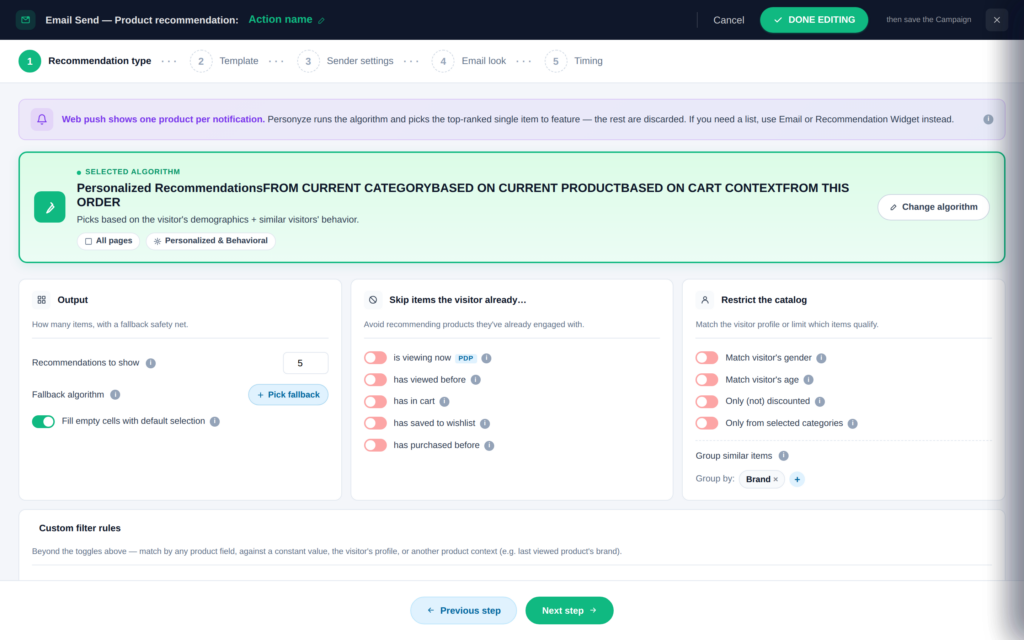 Personyze Email builder