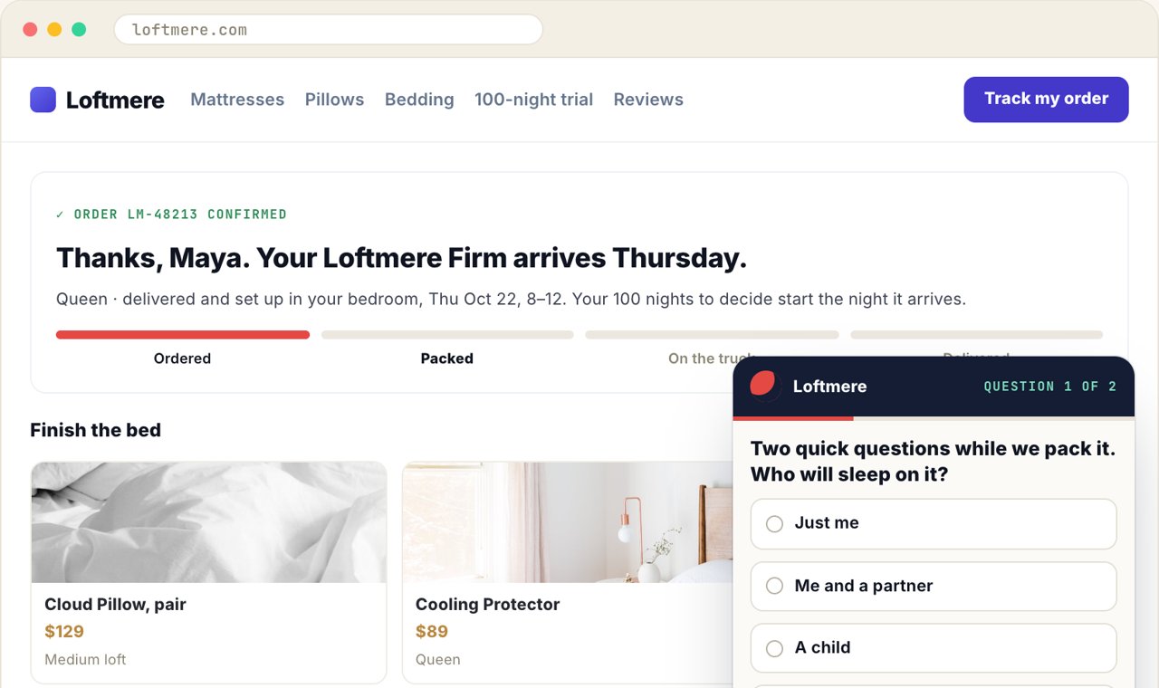 Post-purchase survey and 30-night review