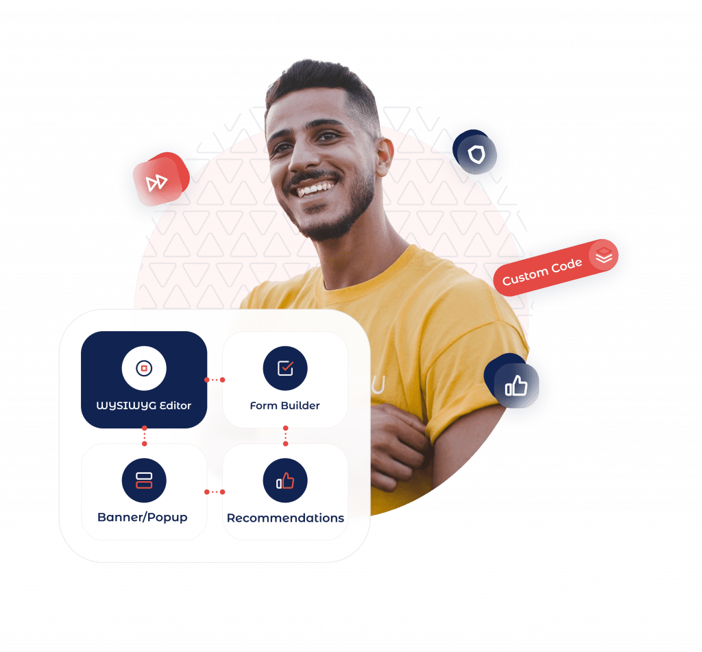 llustration of a dynamic landing page widgets tailoring content for a visitor