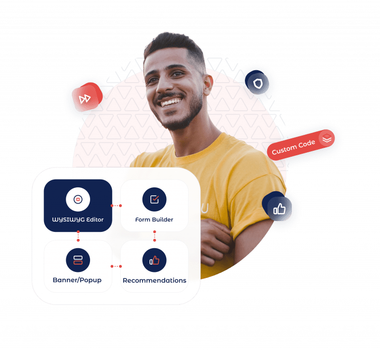 llustration of a dynamic landing page widgets tailoring content for a visitor