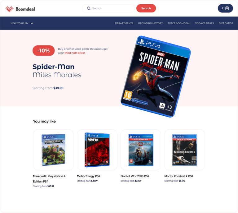 Website personalization e-commerce homepage example with AI product recommendations
