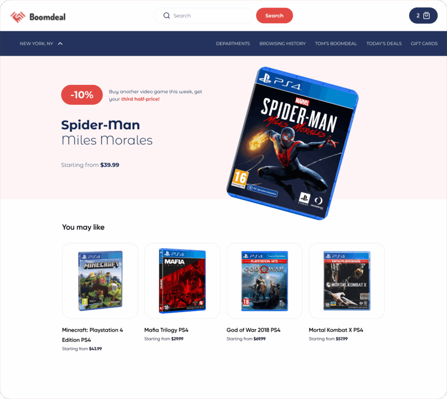 Website Personalization E-commerce Homepage Example