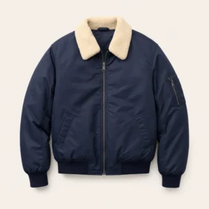 Navyblaue Sherpa-Bomberjacke