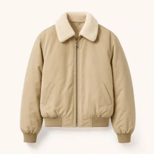 Sandfarbene Sherpa-Bomberjacke