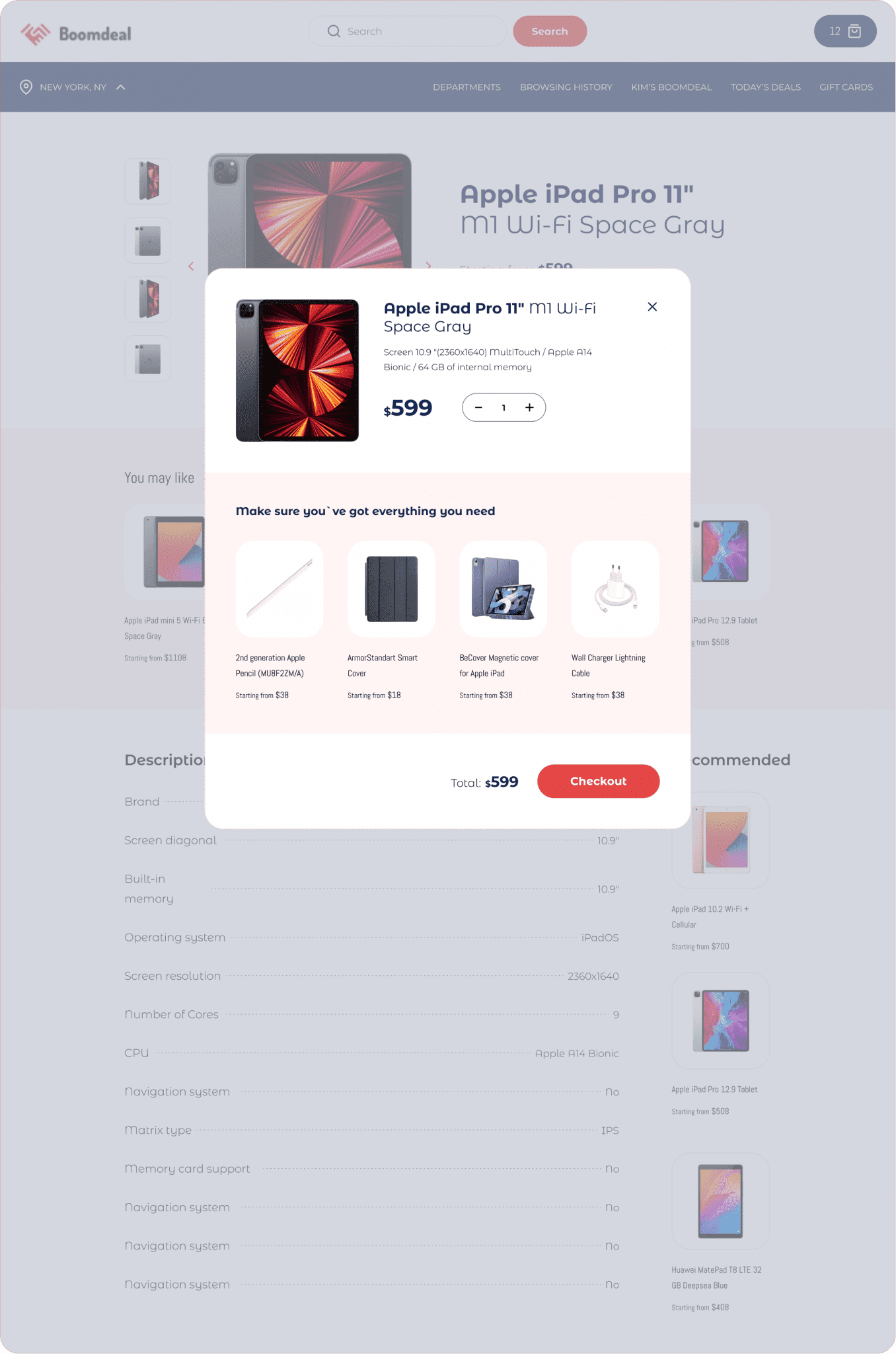 Cross-sale recommendation widgets on electronics website